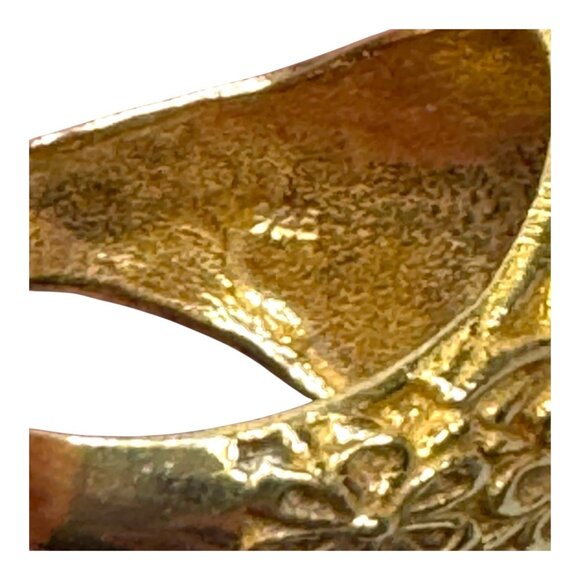 Ornate Gold Vermeil Sterling Floral Silver Signet Ring Vintage Mens Statement 8 - Picture 5 of 9